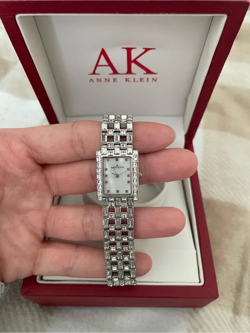 NEW with Tags and Box Anne Klein Silver-Tone Crystal Bracelet Women’s Watch